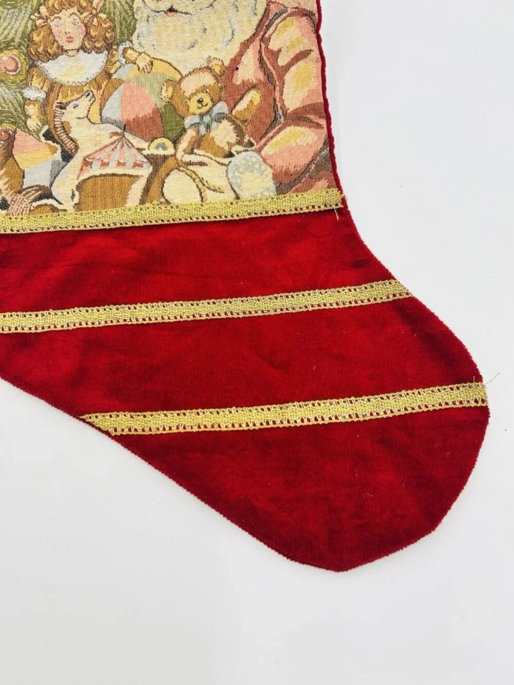 Corona Decor Co. Tapestry Christmas Stocking Artist #53 Santa Toys Vintage